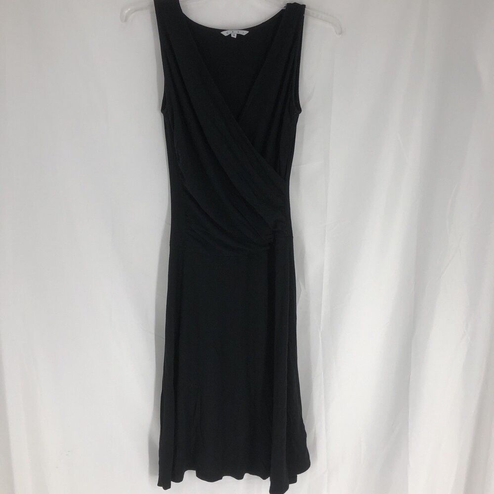 Cabi Women's Sleeveless Ruched Faux-Wrap Dress Black Medium